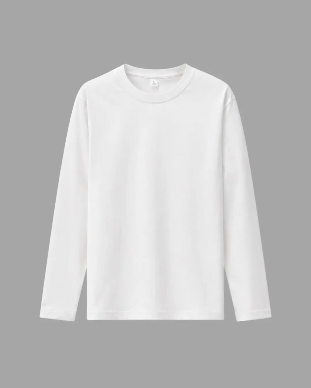 white long sleeve t-shirt with heavyweight and 100% cotton fabric, tailored fit