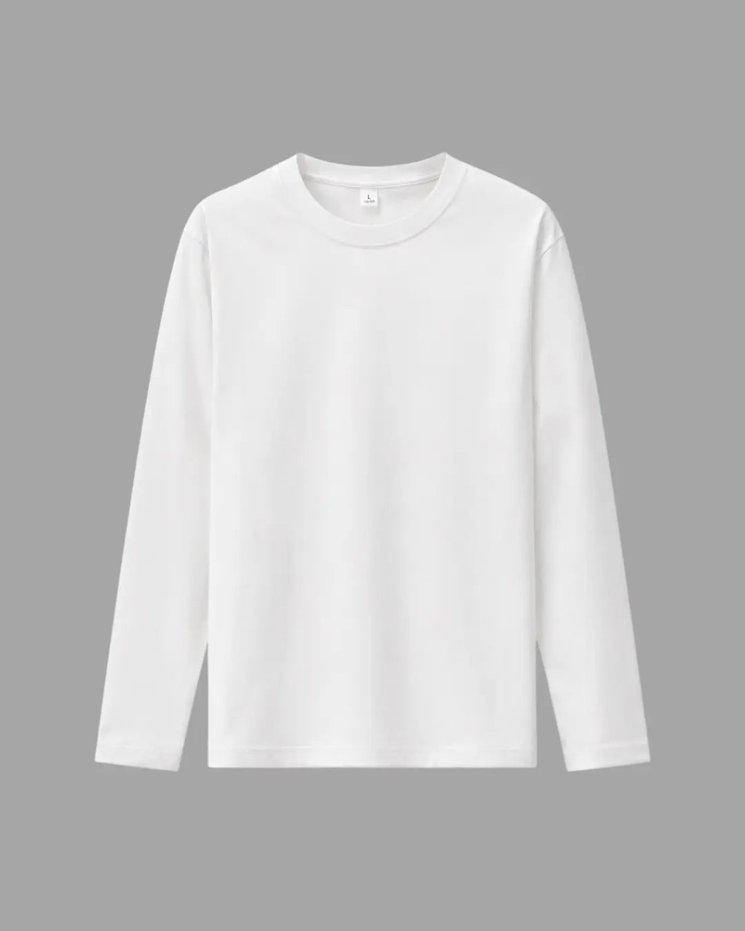 white long sleeve t-shirt with heavyweight and 100% cotton fabric, tailored fit