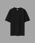 black t-shirt with oversized drop shoulder design, heavyweight 100% cotton fabric